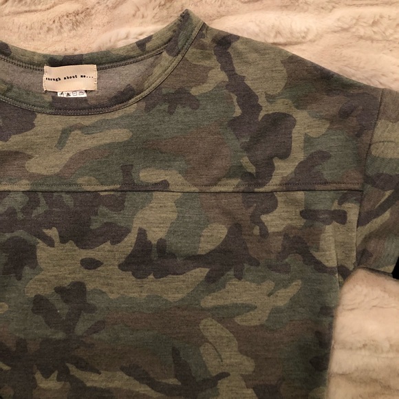 enough about me... Tops - Enough About Me... Camo Varsity Strip Crew Neck